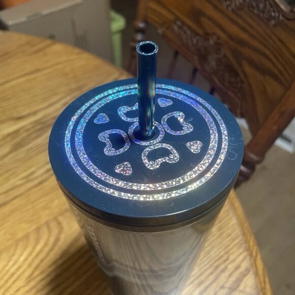 Starbucks 2021 Holiday Silver Dark Green White Wave Cold Beverage Cup 24 oz - Picture 2 of 5